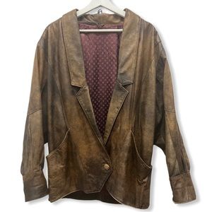 Vintage A Norma Della Legge Mens Small Patchwork Leather Jacket Made in Italy